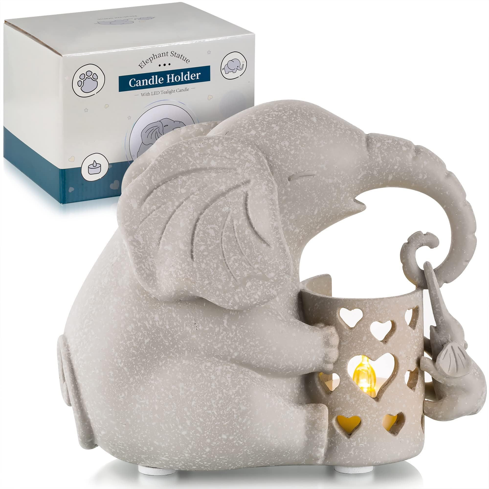 Romadedi Elephant Gifts for Women Mom Decor - Candle Holder Birthday from Daughter Christmas Sentimental Living Room Home Decoration