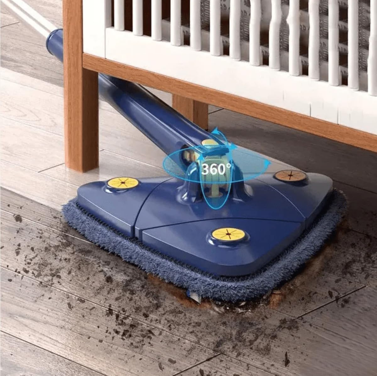 Quickclean-Balai Essoreur Rotatif pour Un Nettoyage À 360° des Sols, Murs Et Plafonds (Bleu)