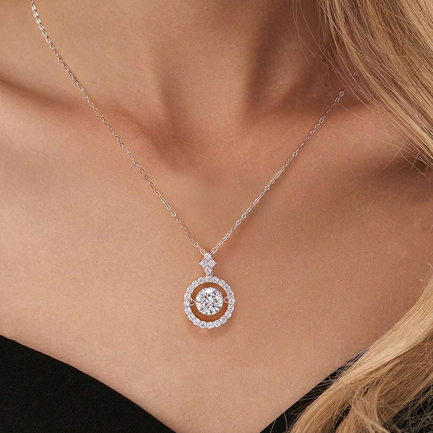 Moissanite Necklace for Women Dancing Diamond Pendent for Her 925 Sterling Silver Floating Necklace for Wife Mom Anniversary Christmas Valentines 0.3/1 Carat - Image 2