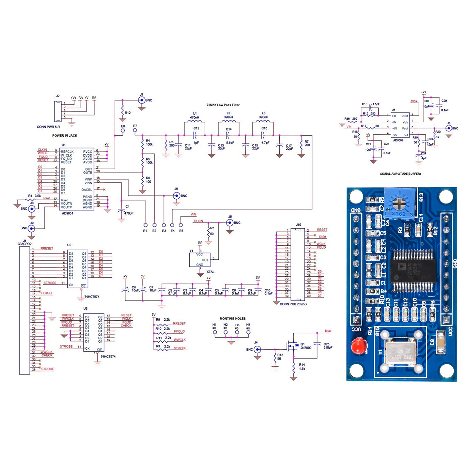 Ad9850 Module Instrumento Prueba Señal Onda Corta Generador De Señales AD9850 DDS ...