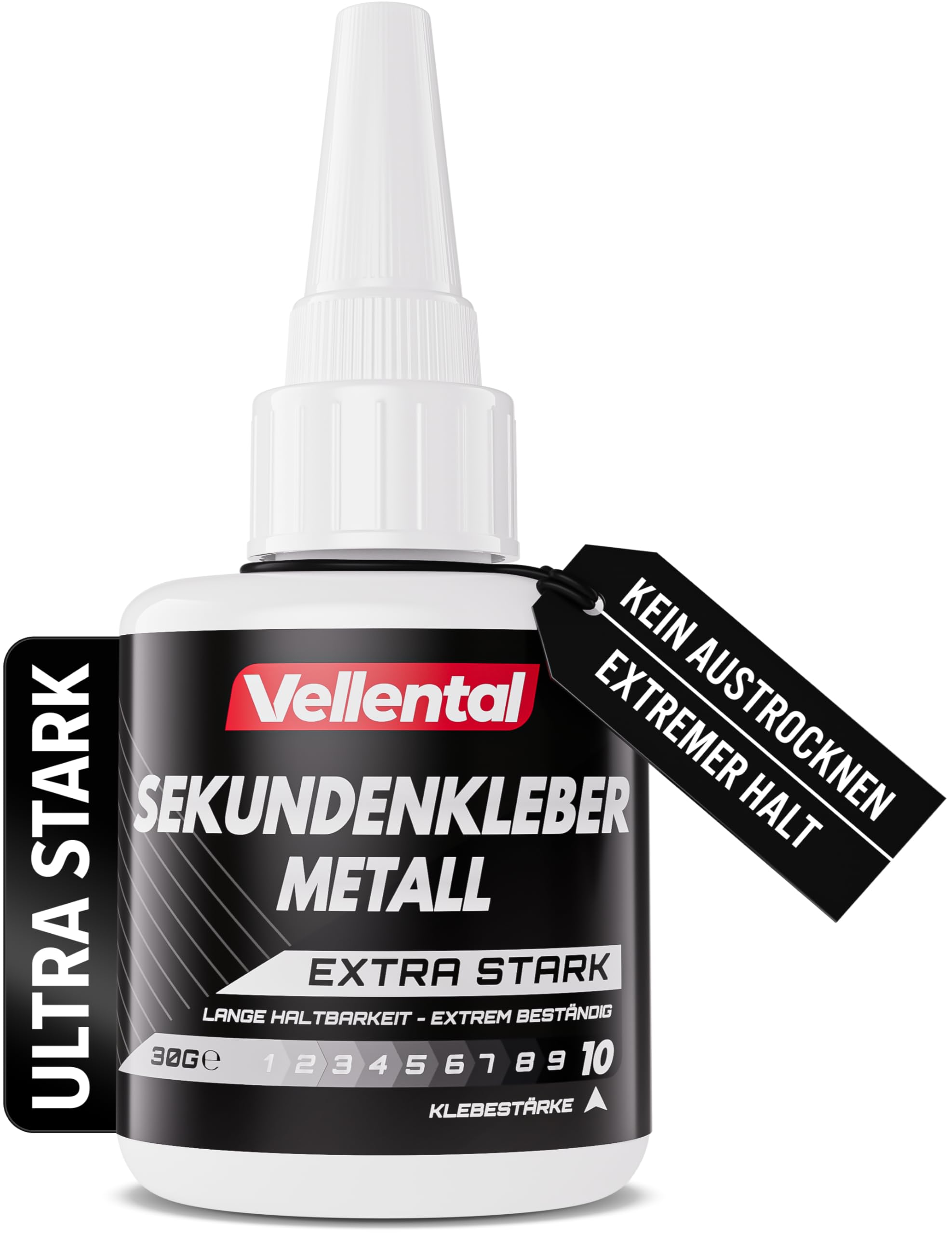 Sekundenkleber Gel Metall extra stark 30g - Metallkleber wasserfest, hitzebeständig & mit Nadel Verschluss gegen Austrocknung - Metall Kleber zum Verkleben von Metallen