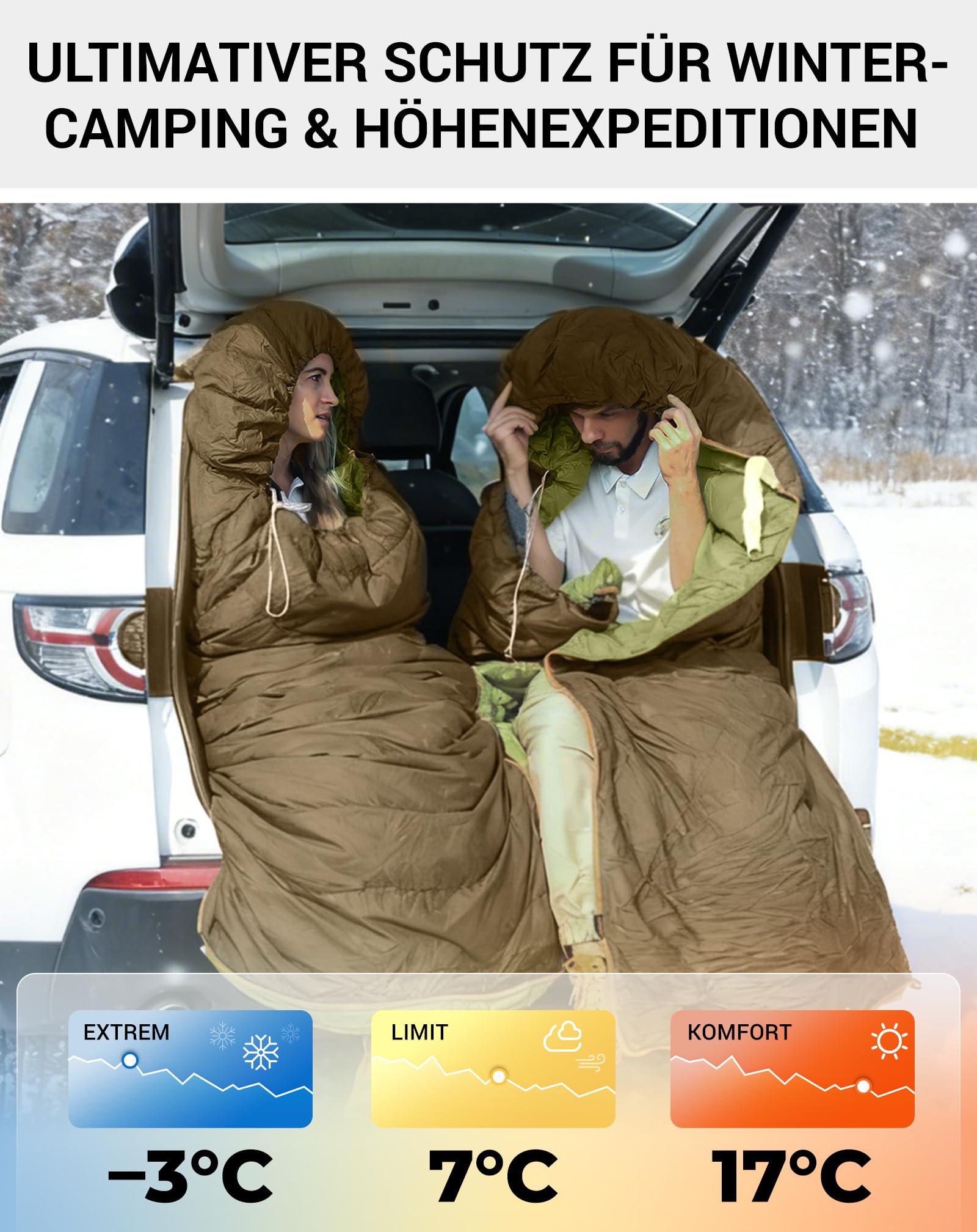 KingCamp Daunen Schlafsack Erwachsene,Warmer Leichter Winter Schlafsack 4°C bis -20°C，100% Baumwollgewebe, 4-Jahreszeiten-Schlafsack Geeignet für Camping, Wandern220x80 cm