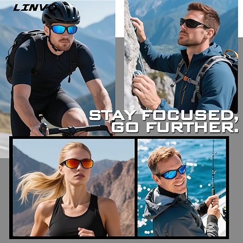 Miniatura 2 de LINVO Polarized Sunglasses for Men UV Protection Ultralight Driving Cycling Fishing Sun Glasses with Zipper Case