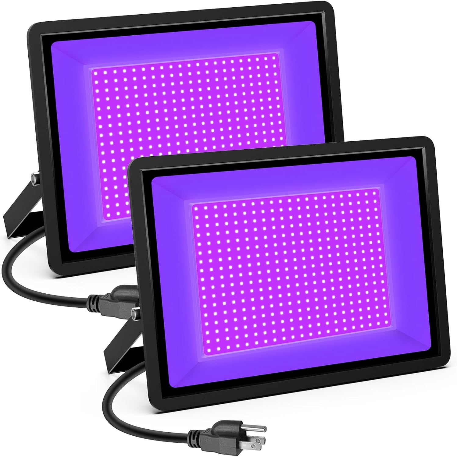 Black Lights 2 Pack 500W IP66 Waterproof Black Flood Light with Plug (16ft Cable) for Blacklight Party, Stage Lighting, Fluorescent Poster and Neon Glow in The Dark Night (500w)