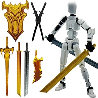 QAONIE 3D Printed 5.54-inch Multi-Jointed Action Figures Dummy13, Full Body Mechanical Movable Toy, Multiple Accessories, ...