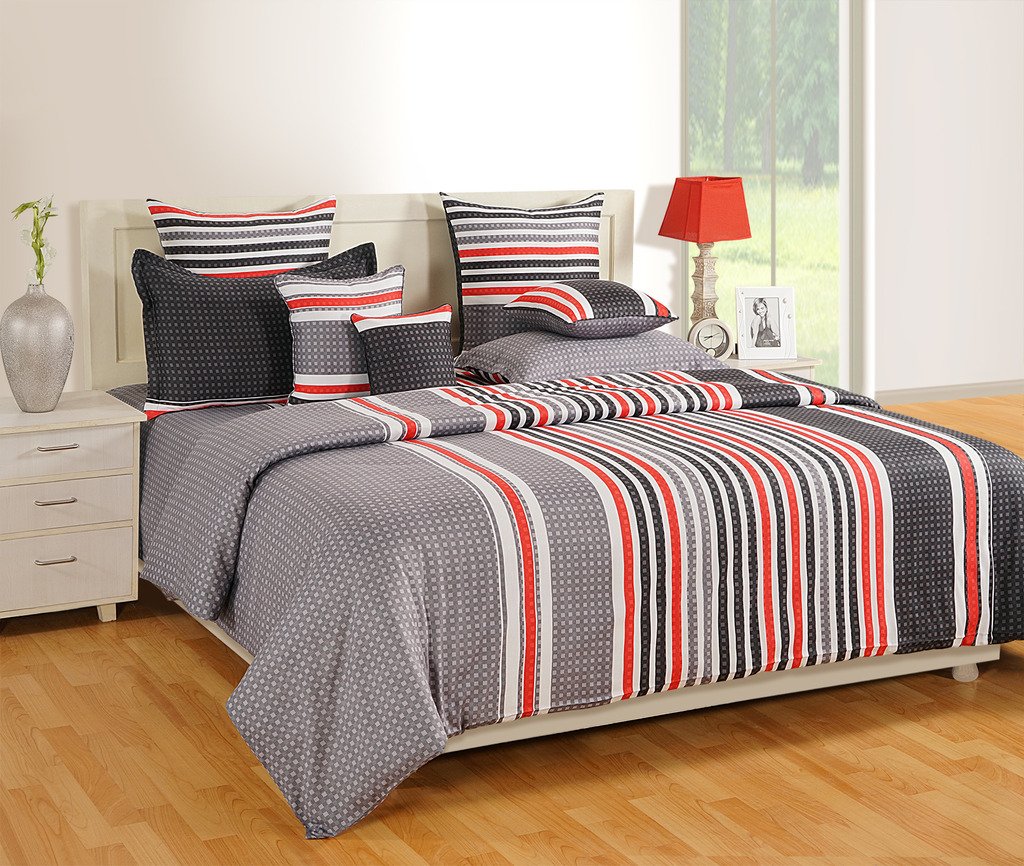 Swayam Grey Colour Fitted Double Bed 