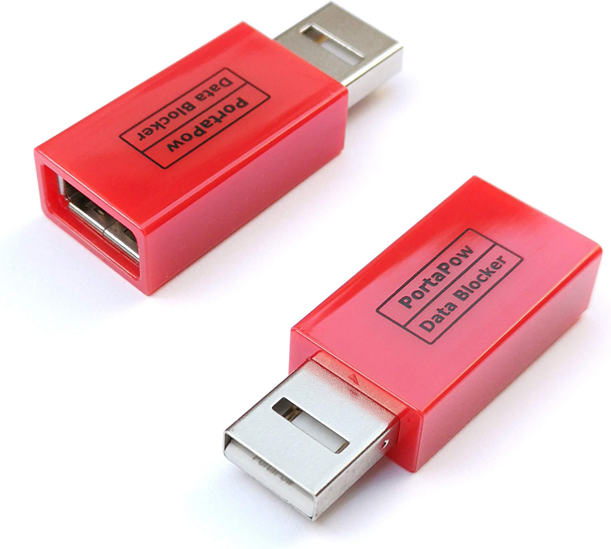 PortaPow 3rd Gen USB Data Blocker (Red 2 Pack) - Protect Against Juice Jacking