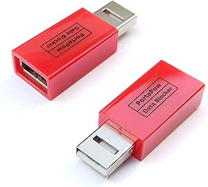 PortaPow USB Data Blocker (Red) - Protect Against Juice Jacking