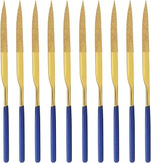 10 PCS Diamond Needle File (4mm x 160mm,150 Grit) Titanium Coated Mini Metal Files Cutter Point Files for Precision Metal File Work Miniature DIY Jewelers/Glass/Ceramic