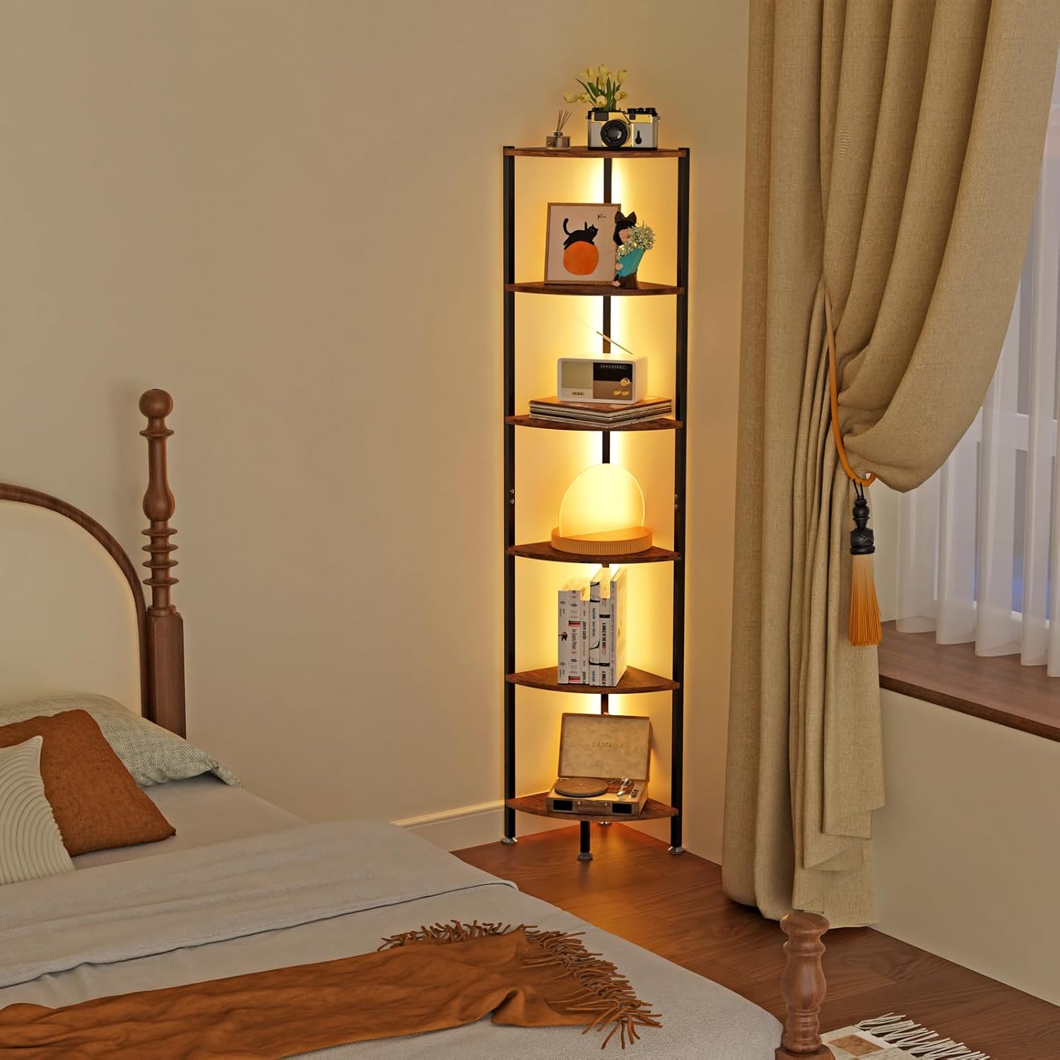 Estantería Esquinera con Luz LED