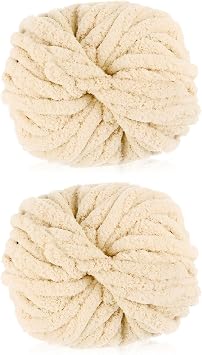 2 Pack Chunky Yarn,240g Chenille Yarn for Hand Knitting,Multi-Colored Soft Thick Wool,Super Chunky Wool for Knitting&Crocheting Blanket,Cushion,Pet Beds,Bags,Hats,Scarves(Beige)
