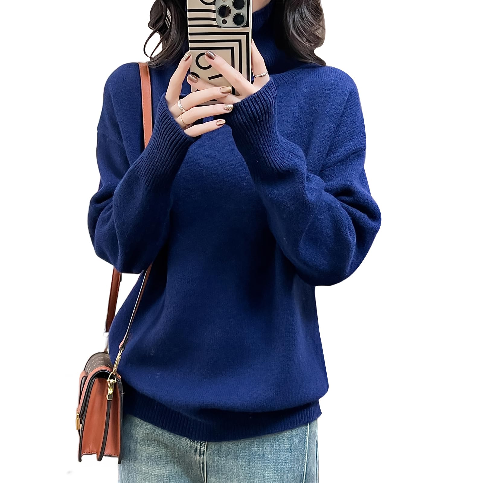 Womens Cashmere Long Sleeve Sweater Turtleneck Fall Winter Pullover Warm Soft 100 Merino Wool Sweater