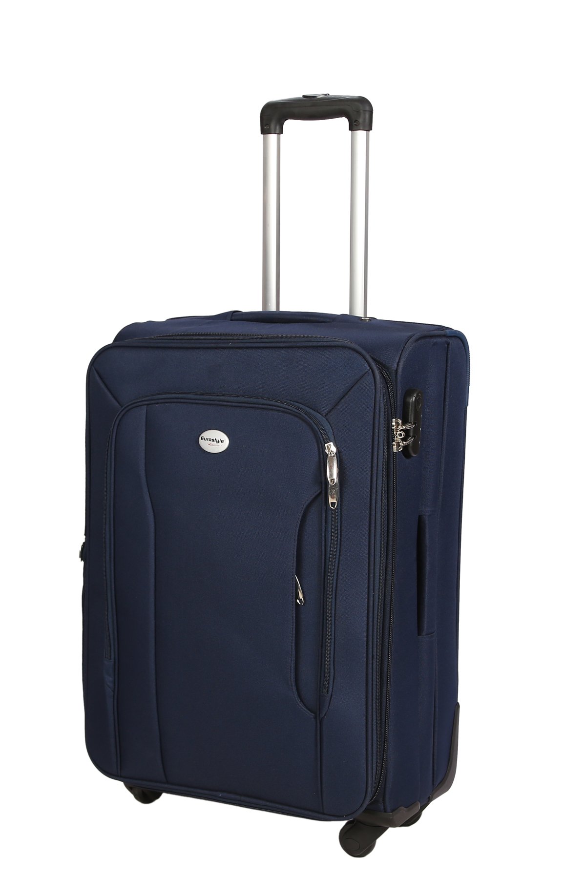 4 Wheels 60 Liters Blue Polyester Trolley Suitcase 20 Inch Soft Luggage Bag (7047-BL-20)-image-1