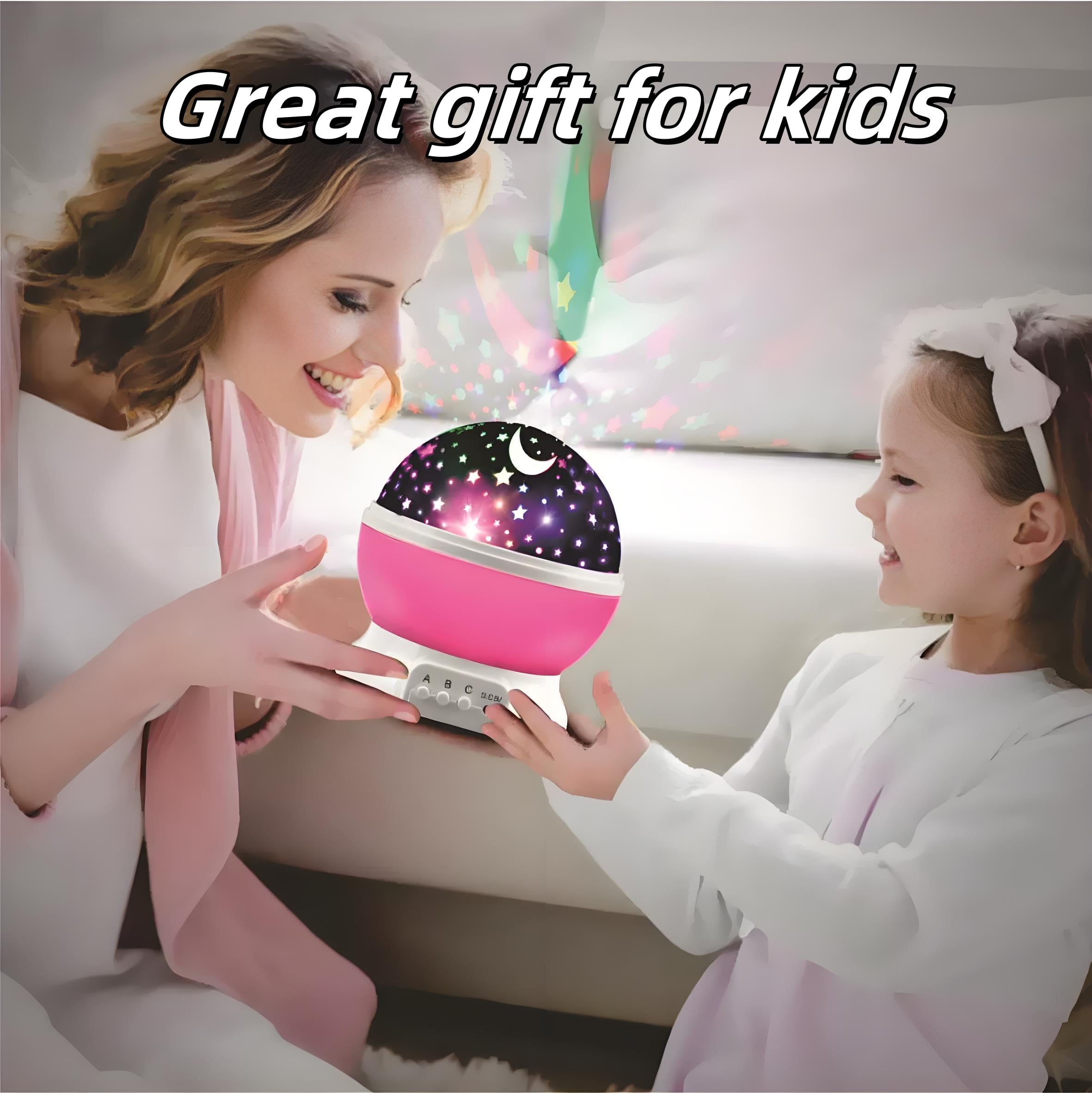 Projecteur de veilleuse, projecteur d'étoiles rotatif, lampe table lumineuse à LED, lumière rotative couleur for fêtes d'enfants et jouets for enfants (bleu)(2 Pack of Pink)