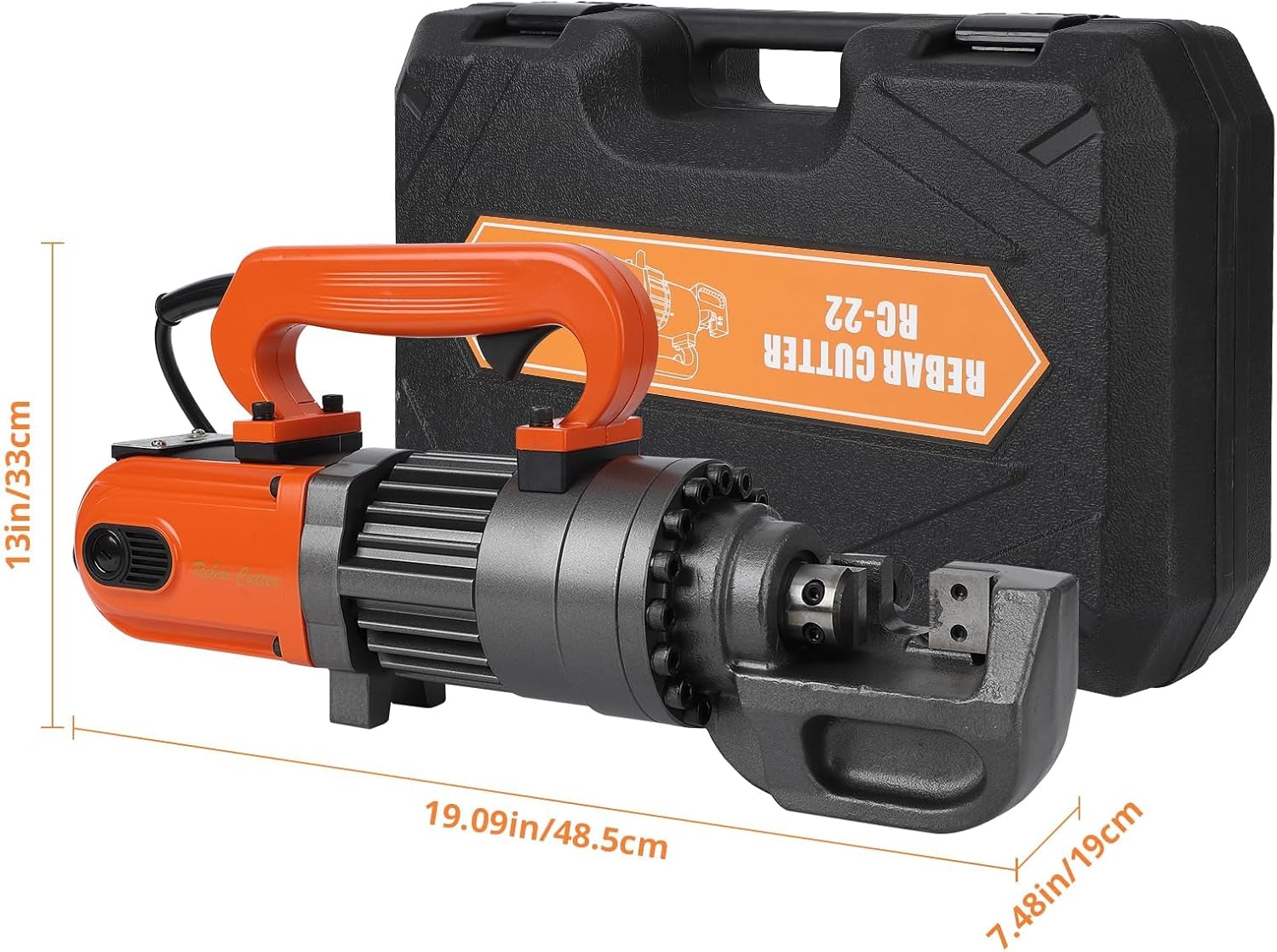 Electric Rebar Cutter, Portable Hydraulic Rebar Cutter, Cutting up to 7/8 Inch #7 4-22mm Rebar within 4 Seconds, 1350W, 110V, with Tool Box (1350W RC-22)