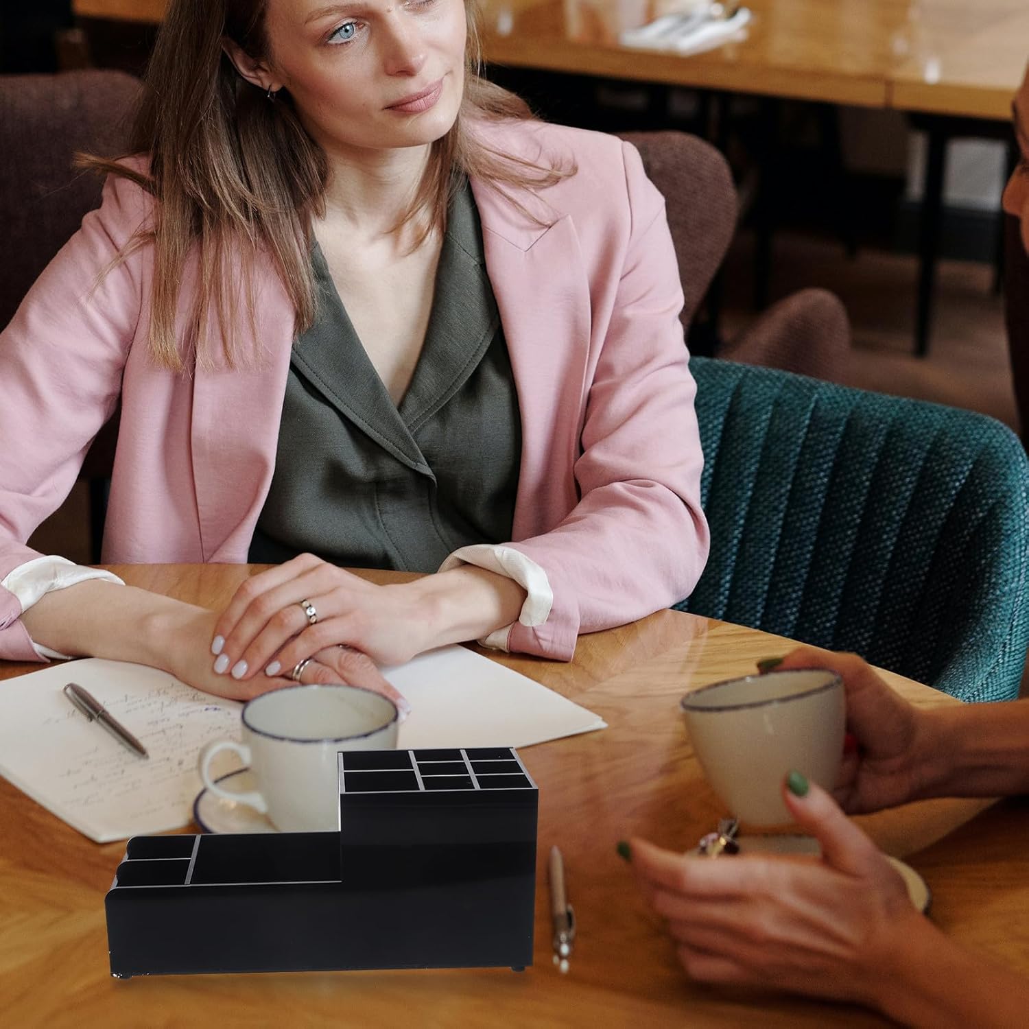 Bar Tool Organizer Rack with 11 Compartments, Black Matte Finish, Cocktail Shaker Spoon Holder and Ice Pick Storage for Home Bar and Restaurant Countertop