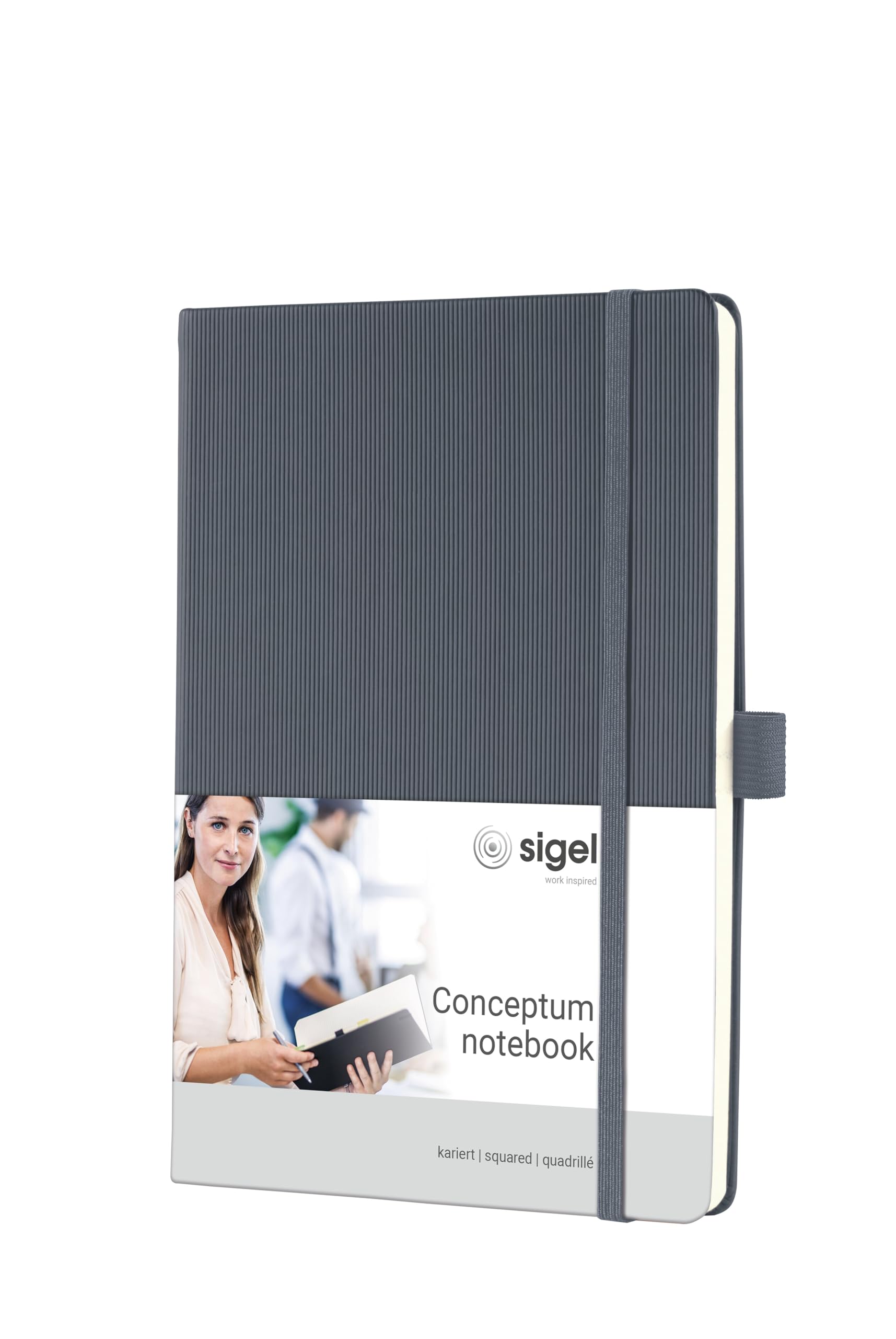 SIGEL CO658 Notizbuch Conceptum, ca. A5, kariert, Hardcover, dunkelgrau: 80 g/m², 194 S., PEFC-zertifiziert, vegan