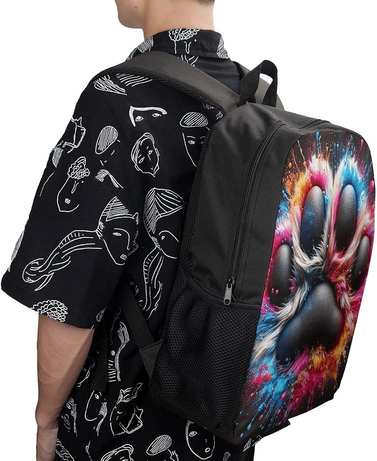 Colorful Dog Paws Laptop Backpack Fashion Travel Bookbag 17 In image 5