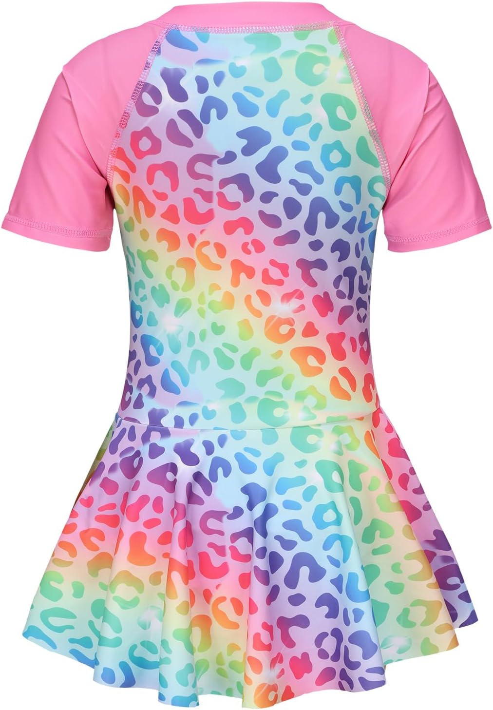 Girls One Piece Swimsuits Hawaiian Skirted Bathing Suit for Kids Girls Summer Swim Dress Short Sleeve Swimwear 3-16 Years - Image 3