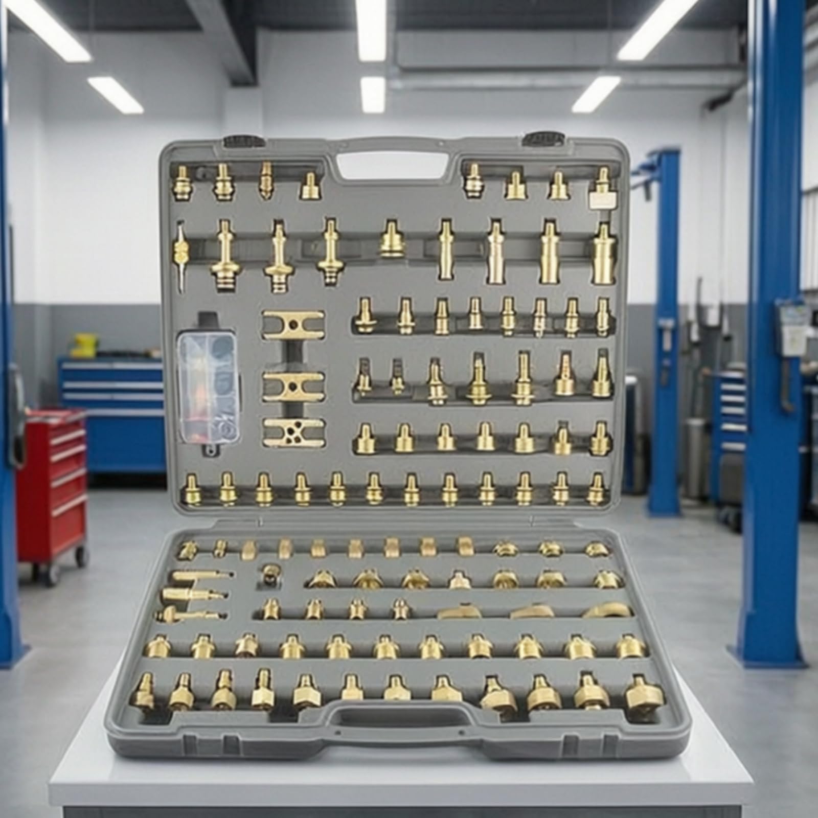 harayaa Probador de Fugas Automotriz Kit de Detección Herramienta Diagnóstico Adaptadores Manómetros Conexión Hermética Material de Cobre y Plástico Adecuado