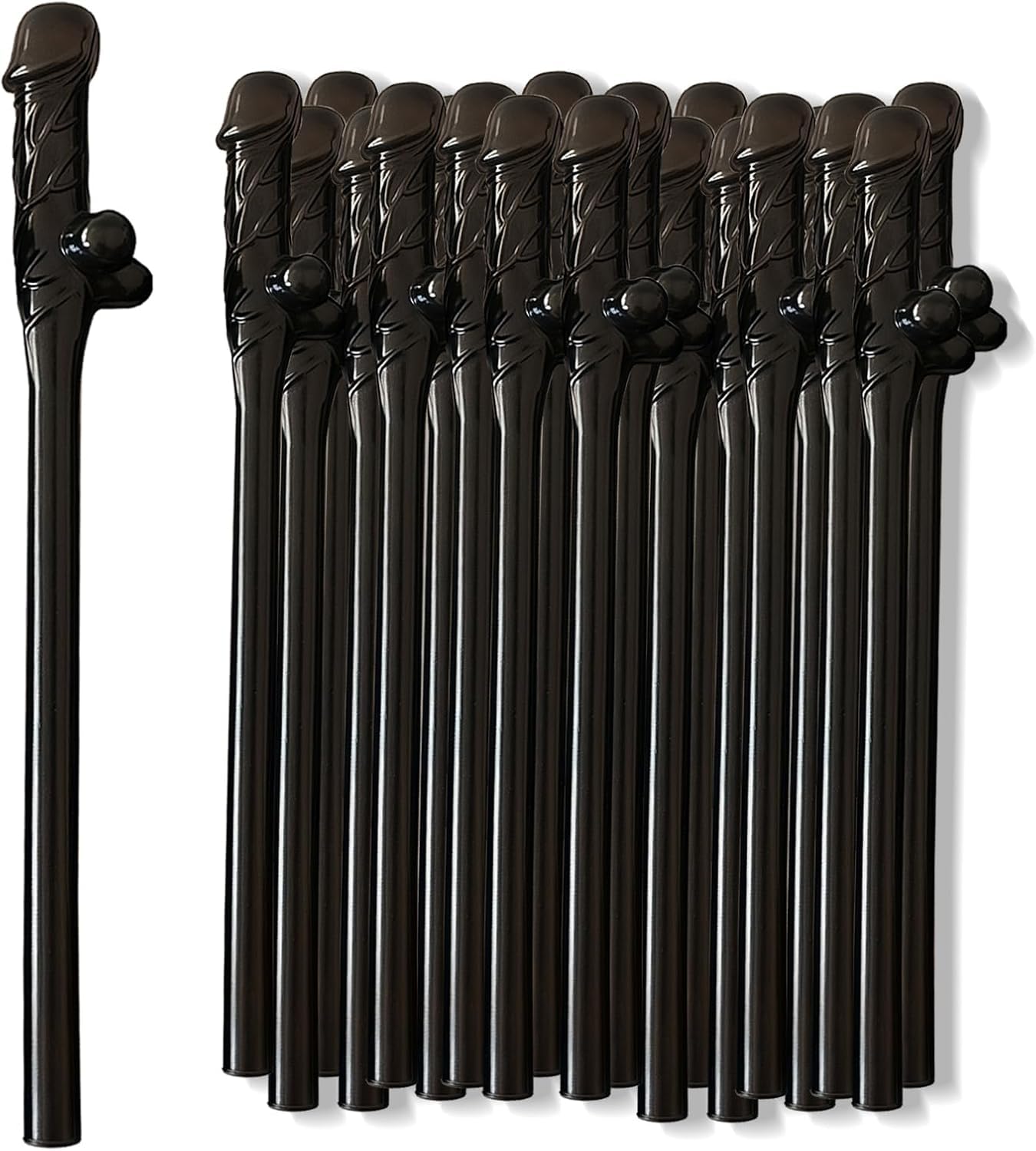 Black Color Party Straws,10PCS Hen Party Naughty Drinking Plastic Straws Chick,Reusable Straws for Parties, Girls Cocktail Night Novelty Party Accessories for Bar Bachelorette Party Birthday Wedding