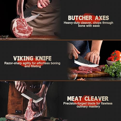 Miniatura 8 de TIJERAS Cuchillo de carnicero para cortar carne, cuchillo de carnicero de alto carbono con mango de madera, cuchillo japonés japonés forjado a mano