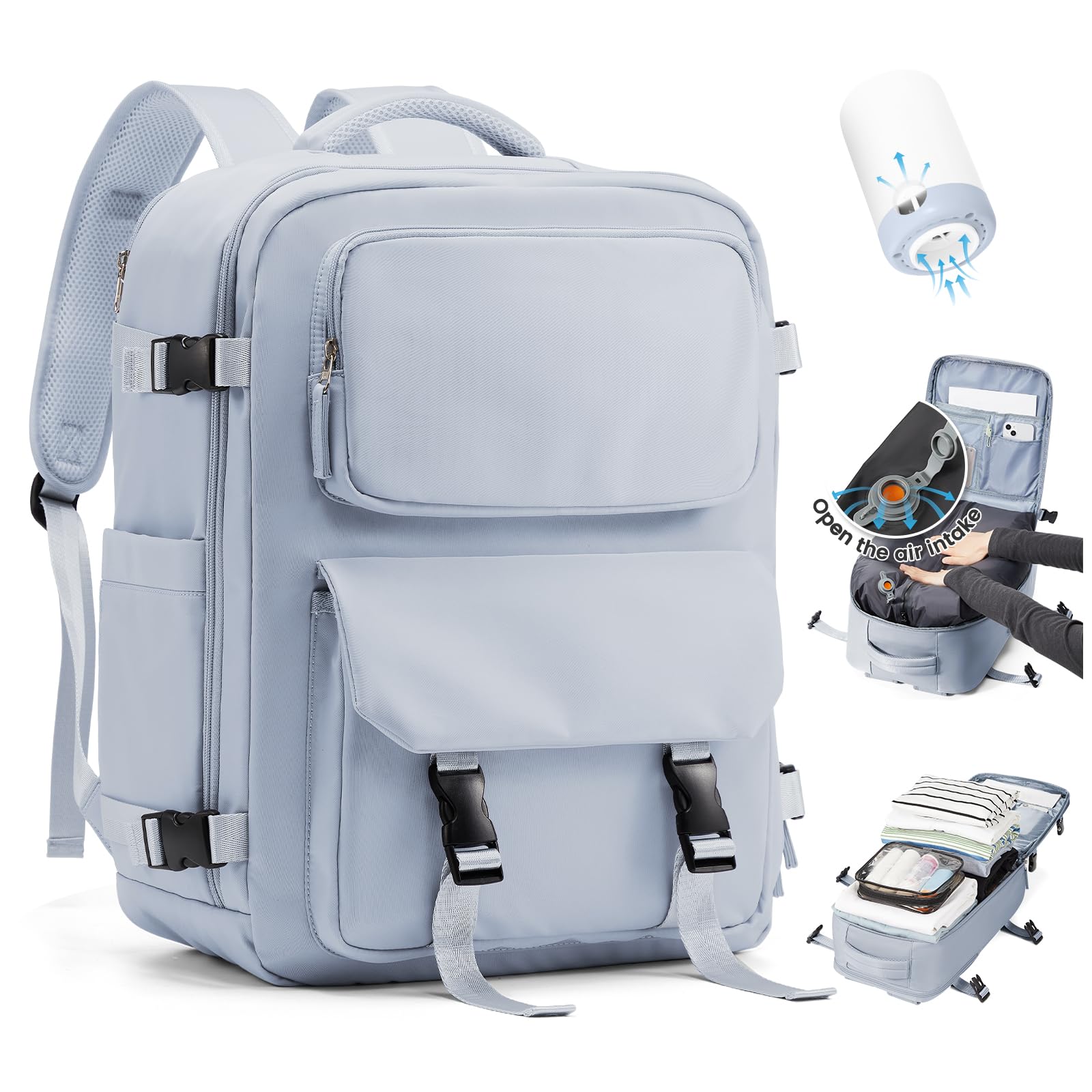 SZLX Mochila al Vacio con Bomba Equipaje de Mano 40x30x20 Ryanair Vueling Wizzair Easyjet Mochila Viaje Cabina Avion 40x20x25 Ryanair Mujer Mochila de transporte Impermeable para Computadora Portátil — view 67