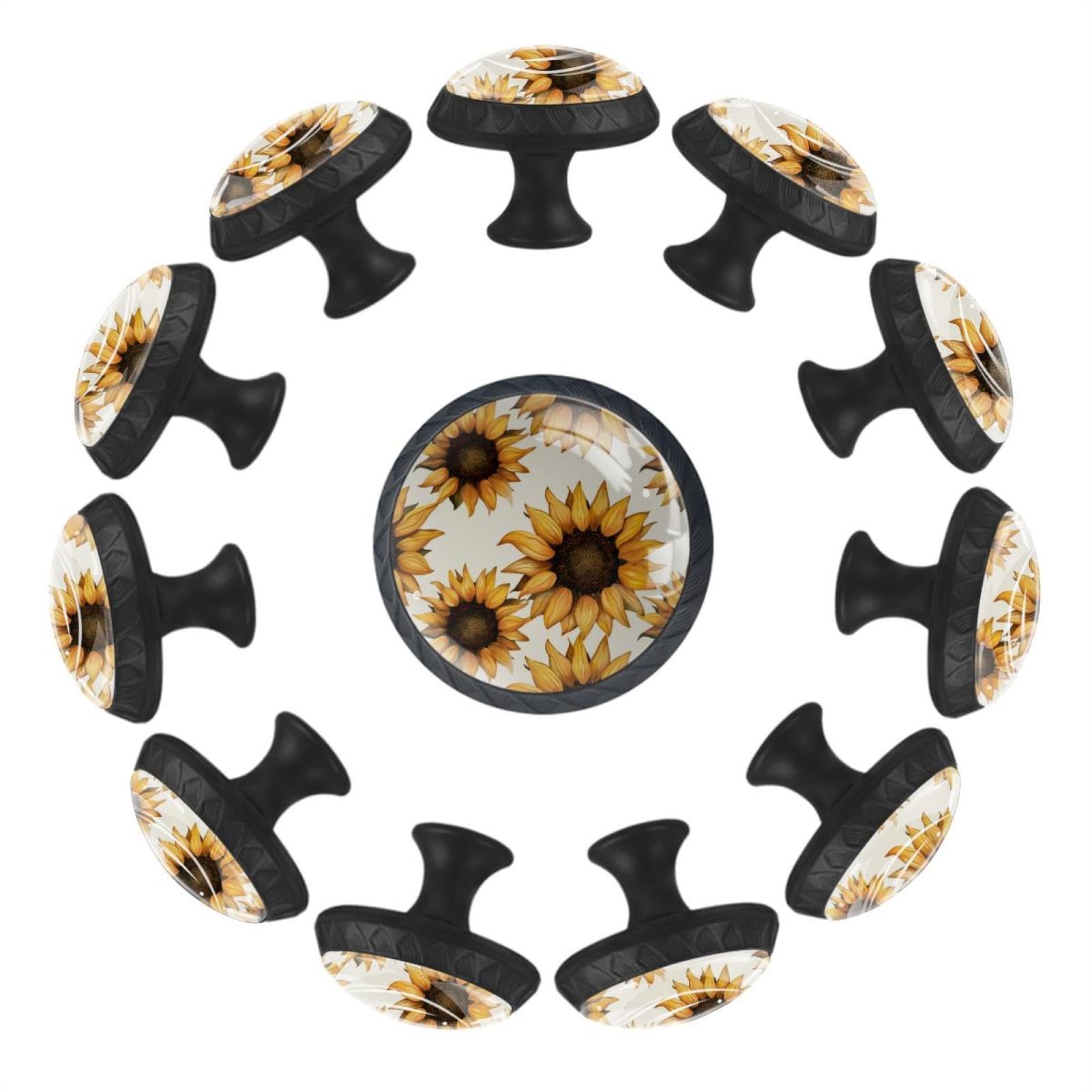 Bouton de tiroir tournesol vintage pour relooker votre cuisine rustique x12