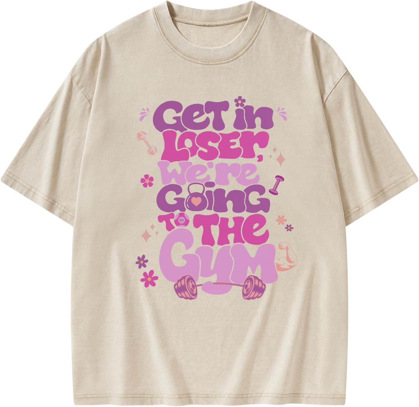 We're Going to Gym Vintage Gym Shirt for Women Lightweight Breathable Soft Fabric Workout Fitness Apricot