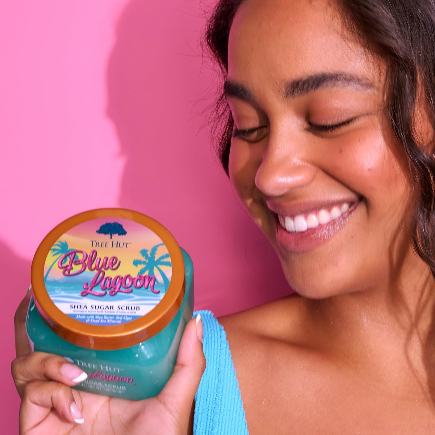 Tree Hut Blue Lagoon Exfoliante de azúcar de karité 18 onzas exfoliante corporal hidratante