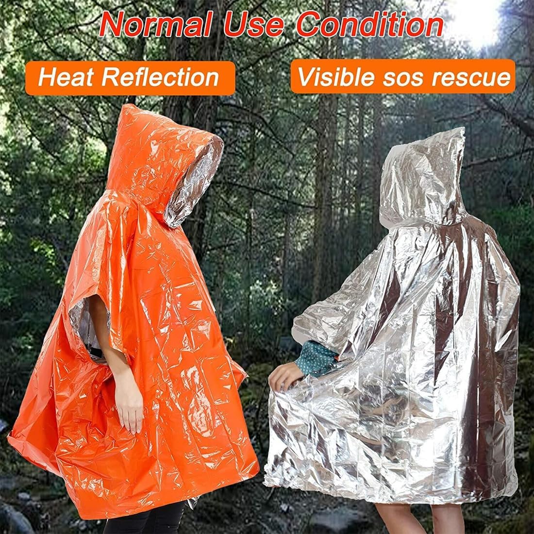 Lot de 3 Ponchos de Survie Réutilisables, Sac de Couchage d'Urgence, Couverture Isothermique, Imperméable et Isolant, Idéal pour Camping, Randonnée et Situations d'Urgence