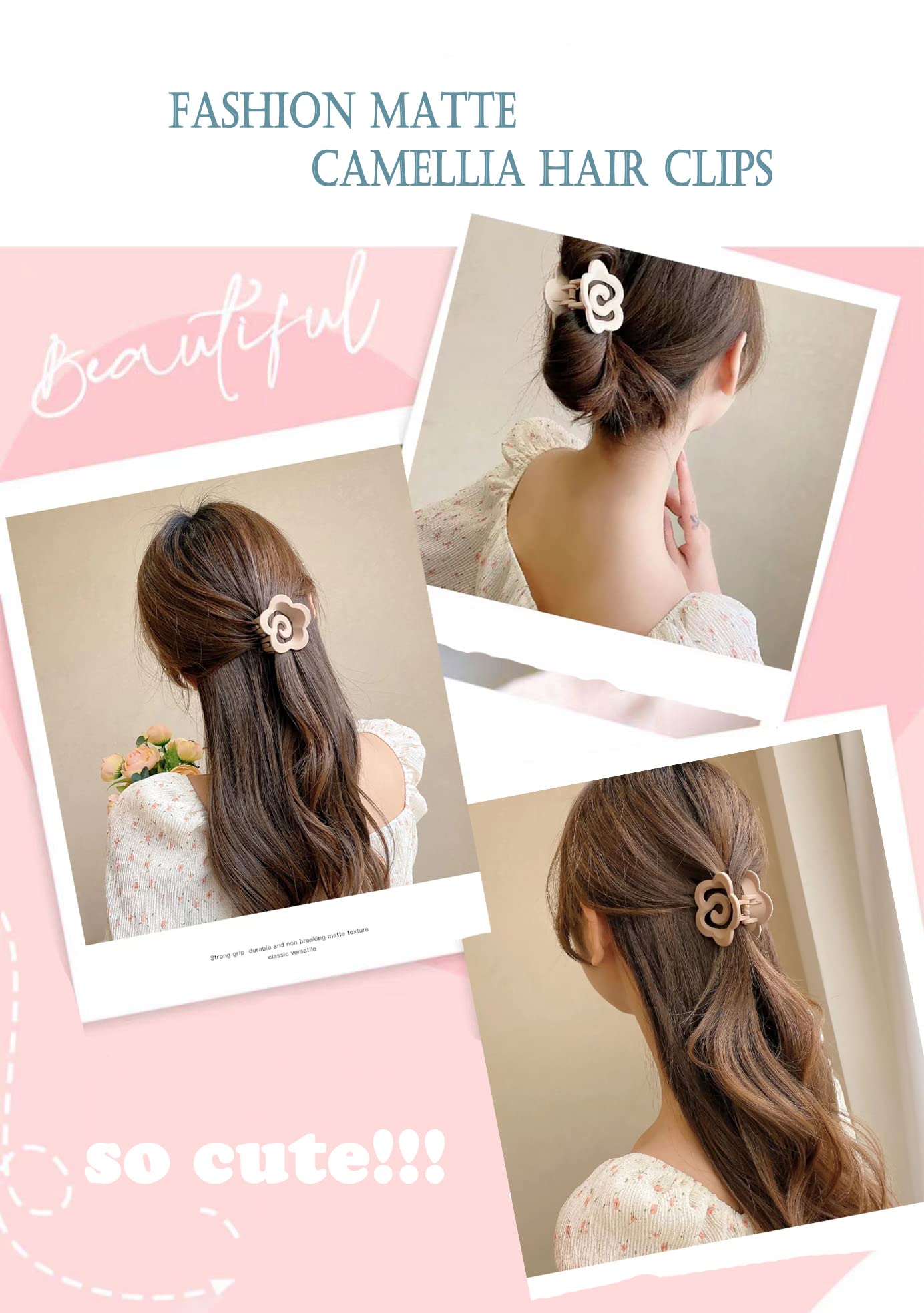 Amazon.com : Hair Claw Clips 8 PCS Camellia Flower Hair  display picture 3
