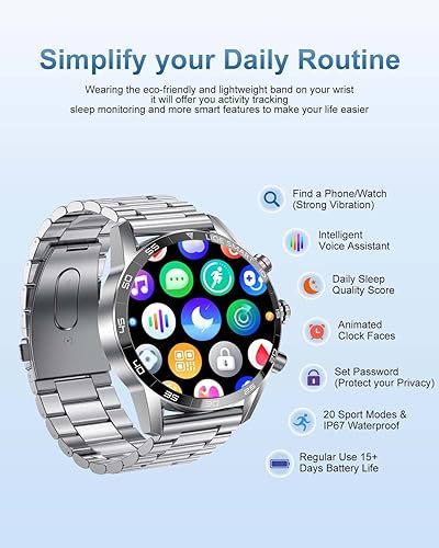 Miniatura 3 de Reloj inteligente para teléfonos Android iOS (recepción de llamadasmarcación), pantalla táctil HD de 1.69 pulgadas, rastreador de actividad física