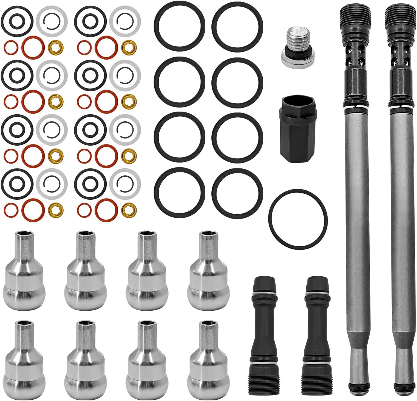 Stand Pipe Dummy Plug & Ball Tubes High Pressure Oil Rail Ball Tube Repair Kit Compatible with Ford Powerstroke 6.0L 2004-2007 904-293 6E7Z-9A332-B