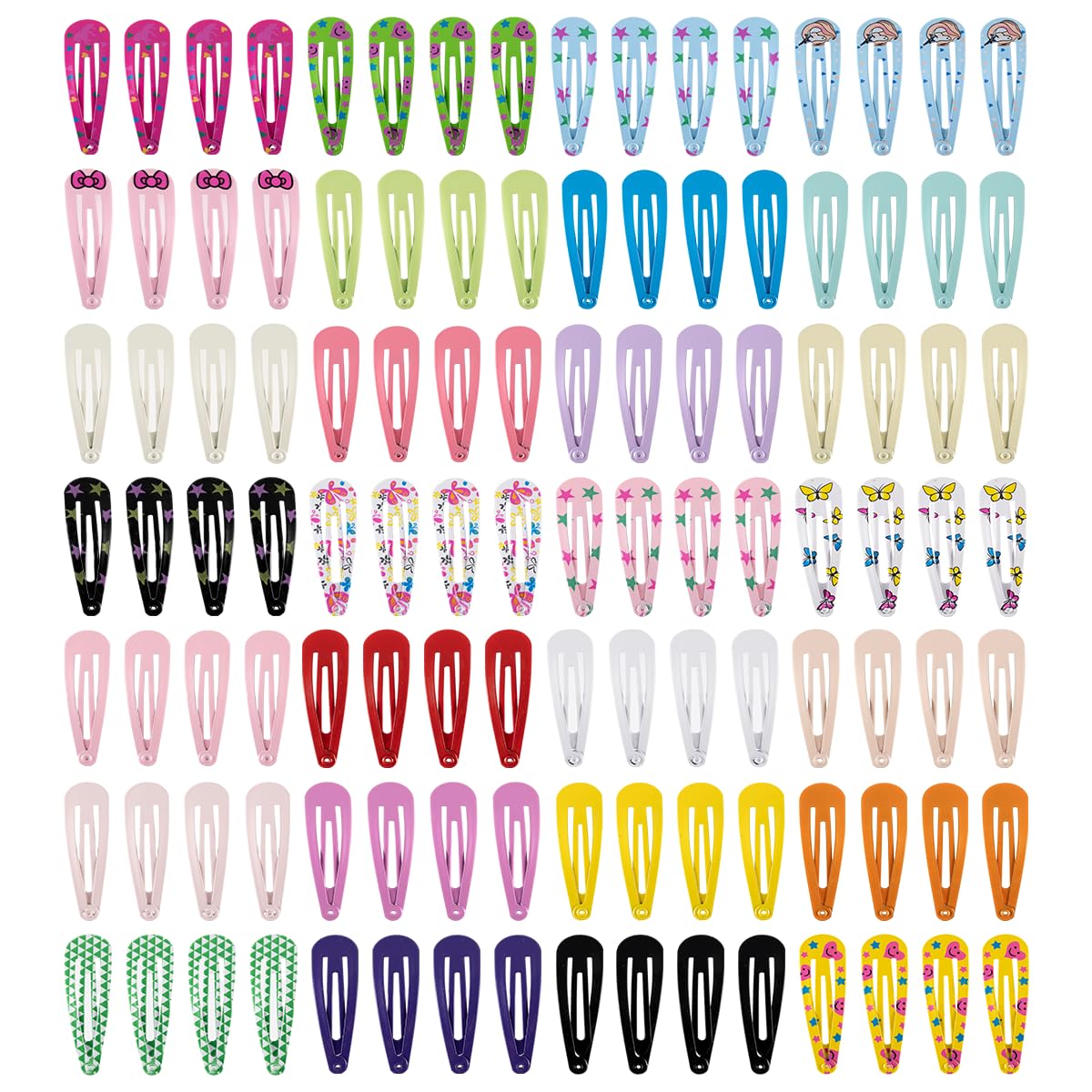 120 fermagli per capelli carini da 5 cm, bottone in metallo, colore caramello, regalo compleanno, 30 stili (stampati e uniti)