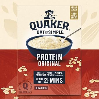 Quaker Oat So Simple Protein Original Porridge, 8 x 37.7g (Pack of 5)