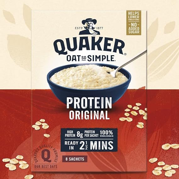 Quaker Oat So Simple Protein Original Porridge, 8 x 37.7g (Pack of 5)