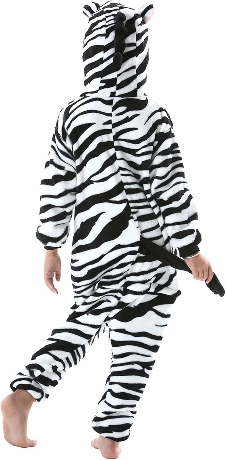 DarkCom Kids Animal Onesie,Women and Mens Cosplay Zebra Onesie Halloween Costume Christmas Pajamas Sleepwear - Image 4