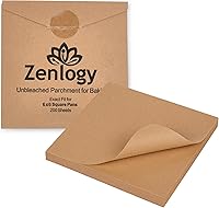 Vista 8 de Zenlogy 8x8 Hojas de Pergamino Cuadradas (200 hojas) - Papel Pergamino Sin Blanquear, Antiadherente, Precortado - Se Ajusta a Moldes de Brownie