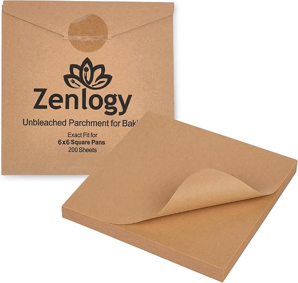 Zenlogy Parchment Paper for Square Pans - Unbleached, Perfect for Storing, Freezing, Separating, Baking, Diamond Paintin