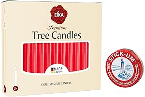 Red Eika Tree Candles with Stick-Um Adhesive for a Firm Hold