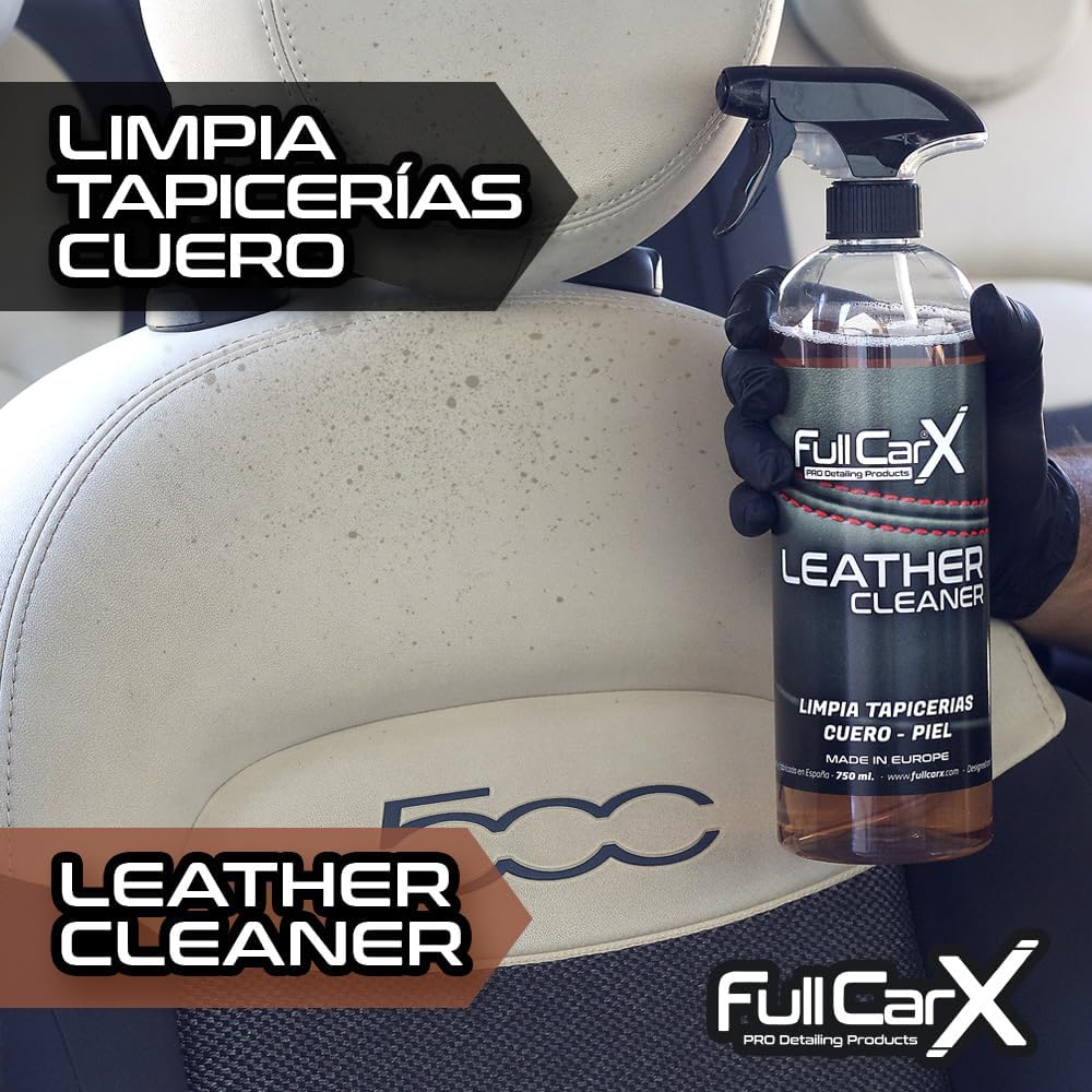AutoFullCar - FullCarX by Full Dip Reinigungsset für Leder und Leder mit Zubehör für Sitze und Innenräume und feuchtigkeitsspendende Lederreinigung, 2 x 750 ml