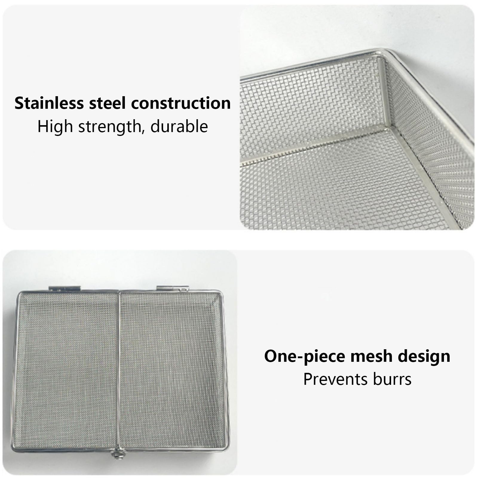 Cesta EsterilizacióN UltrasóNica Cesta DesinfeccióN Acero Inoxidable 304 Cesta Limpieza para Sala Suministros QuirúRgicos Malla 0,5㎜ DiseñO Hebilla Adecuada para Uso Dental 30x15x5cm