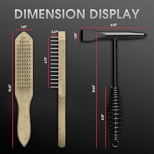 Miniatura 2 de YESWELDER Martillo astillador de soldadura y cepillo de alambre, material de acero al carbono firme con mango de resorte helicoidal de absorción de