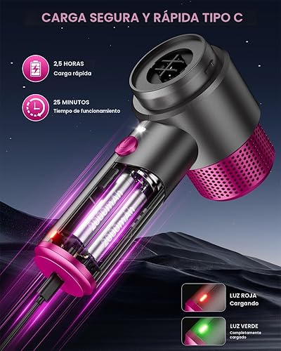 Miniatura 6 de EYYA Aspiradora de mano inalámbrica para automóvil, mini aspiradora portátil 4 en 1, 15000 PA de alta potencia y plumero de aire con luz LED para