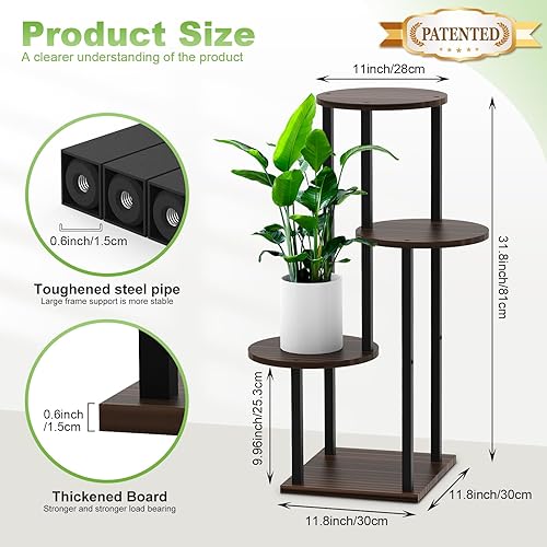 Miniatura 2 de Soporte para plantas de interior, estante esquinero de metal grueso de 4 niveles para múltiples plantas, soporte para macetas escalonadas para