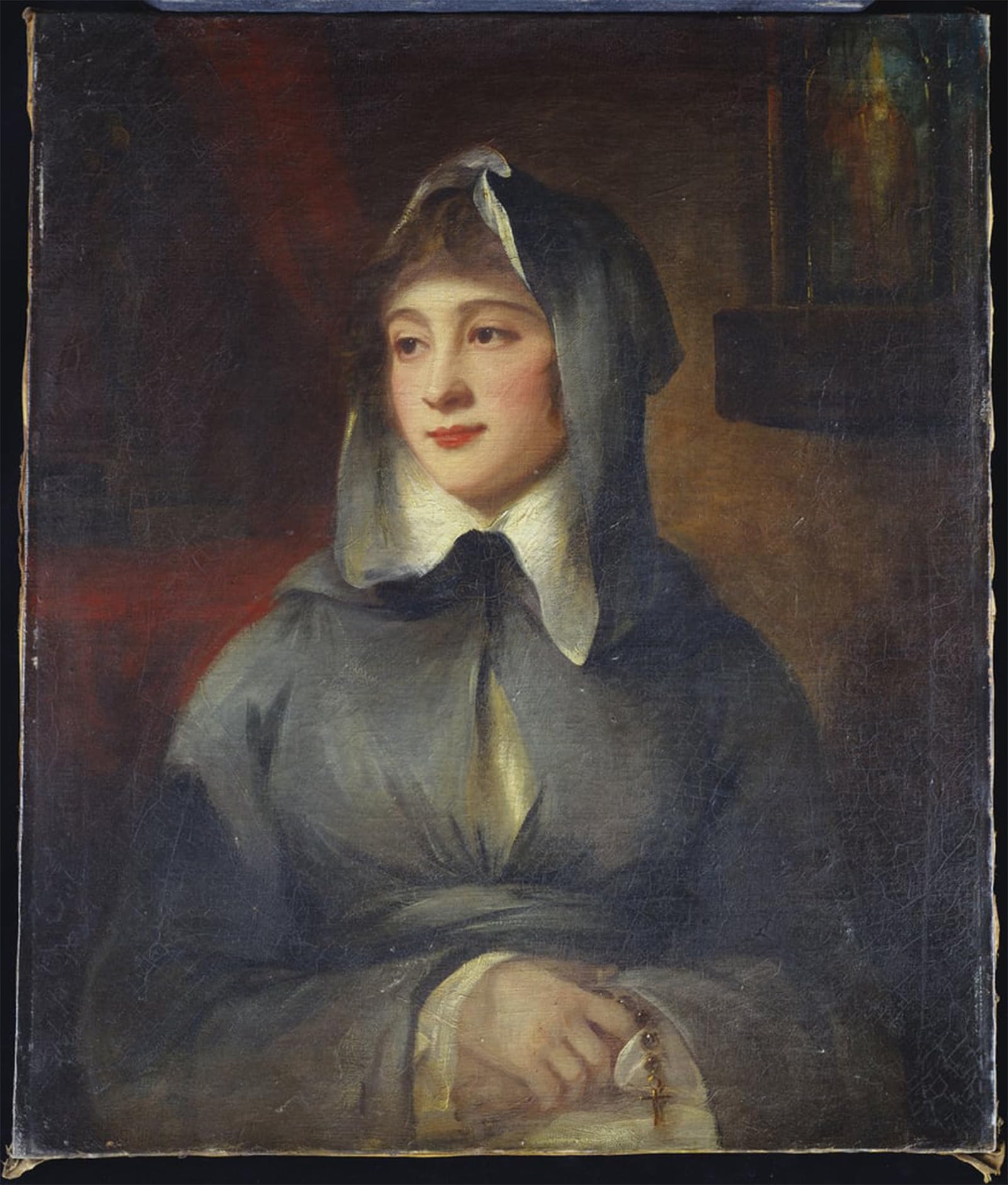 POSTERIIk Vintage Print Pop Art Landscape Artwork Portrait of a Lady Half Length As a Nun Holding a Rosary by George Romney Art Prints for Office Home Decor 60x90cm