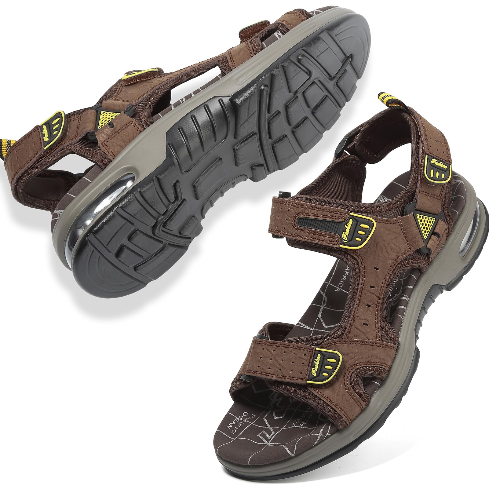 Lvptsh Sandali Sportivi Uomo Cuoio Estivi Trekking Sandali da Mare All'aperto Spiaggia Pescatore Antiscivolo