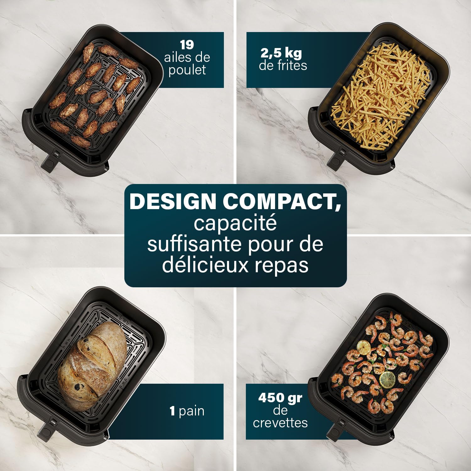 Princess friteuse sans huile SlimFry - Design peu encombrant - Sans BPA - 8 L - 8 programmes - Température & minuterie réglables - 2 000 W - 182256, Noir