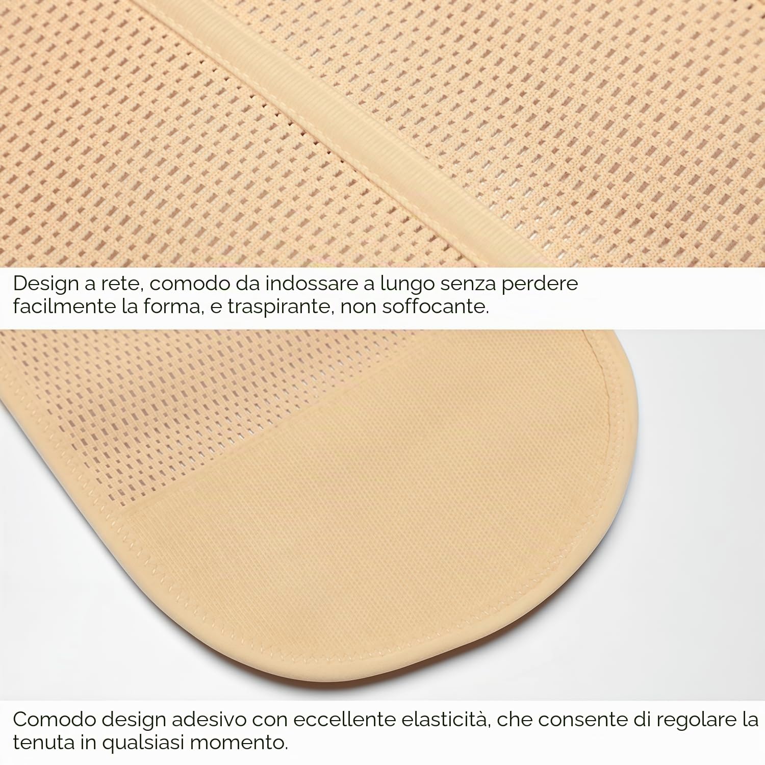 Fascia addominale post gravidanza, supporto regolabile dopo la nascita, traspirante, elastica (Beige)